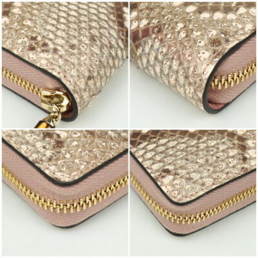 Gucci Bamboo Zip Wallet Pink Python Leather Gg - image 4
